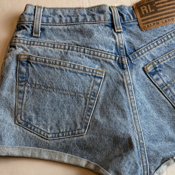Ralph Lauren Polo Jeans Classic Blue Denim Rolled Hem Shorts Size 6 - Picture 7 of 10